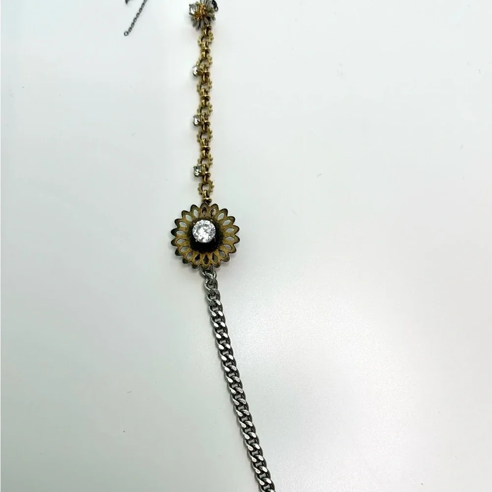 Juicy Couture Chunky Charm Silver Gold Black Tone Crystal Statement Necklace - Picture 5 of 16